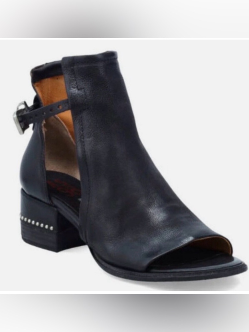 EUC A.S. 98 Morgan Studded Buckle Black Leather Bootie Sandals